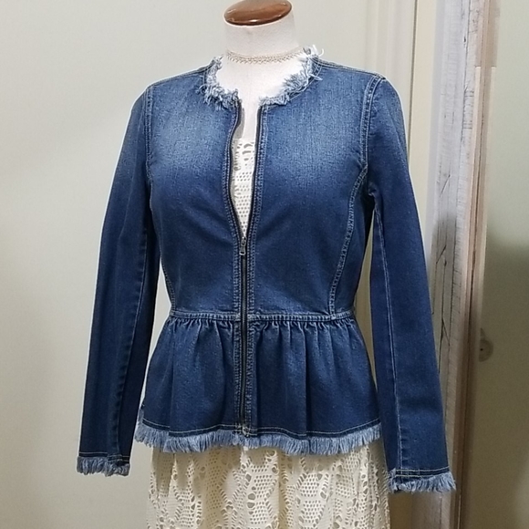 Rebecca Taylor Blue Denim Peplum Jean Jacket 4 NWT
